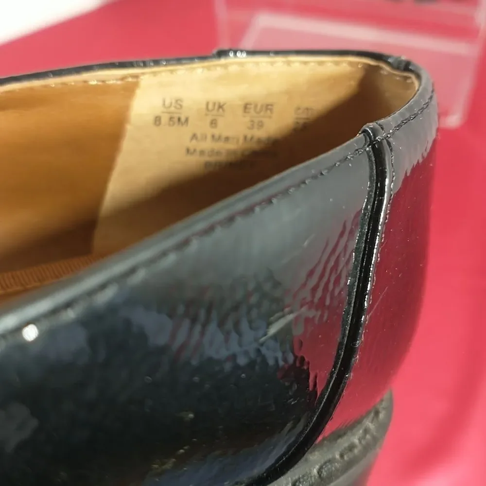 Franco Sarto Shoes Womens Size 8.5M Brindy Black Patent Leather Chunky Loafer.